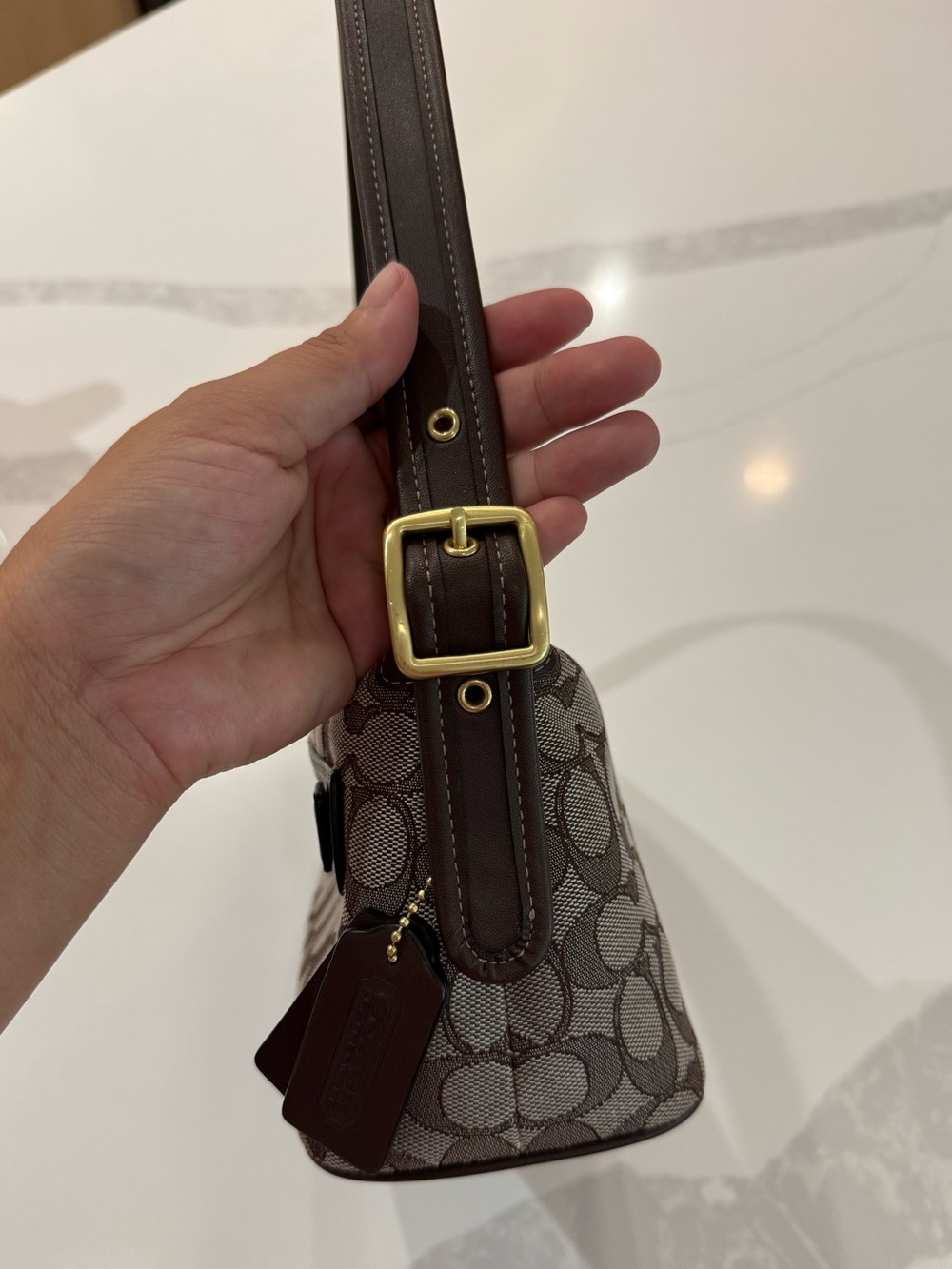 Coach Demi Bag Signature Jacquard Brass/Maple Brown Limited Re-Edition - Picture 8 of 8